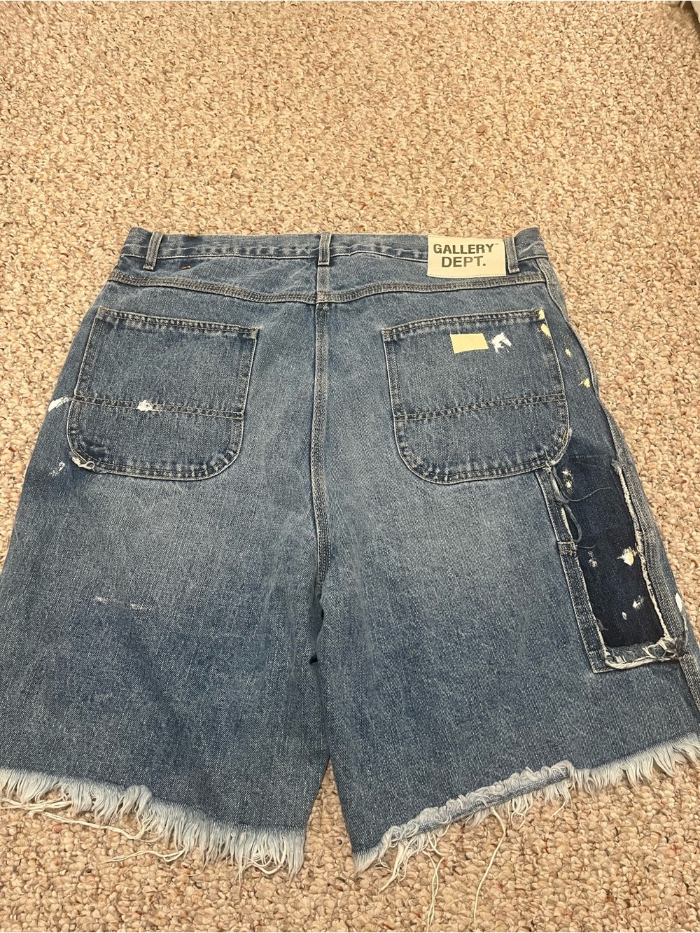 Gallery Dept Blue Distressed Denim Carpenter Shorts